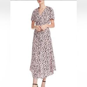 Maje Rivara 100% Silk Floral Maxi Dress Medium Pink Feminine Romantic Flowy